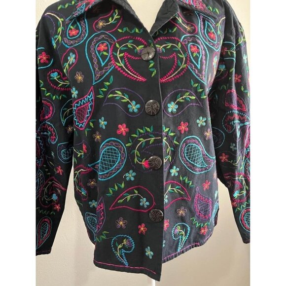 Units Embroidered All Over Black Jacket Size Medium - Picture 2 of 8